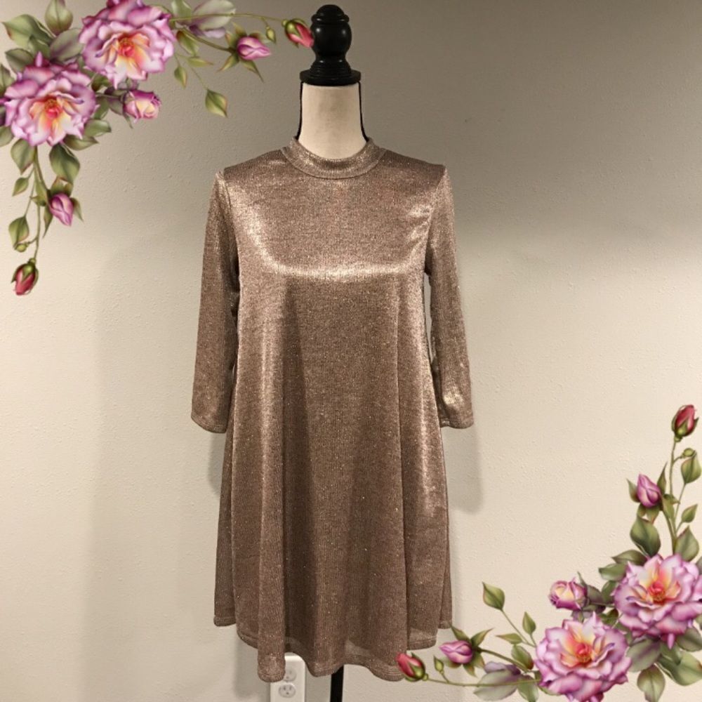 Rose Gold long sleeve a-line tunic or mini dress